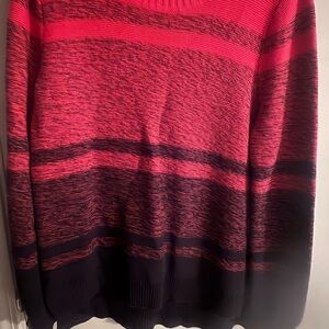 Liz Claiborne Red and Black Striped Gradient Sweater
